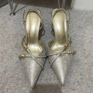 Elegant Silver Slingback Heels